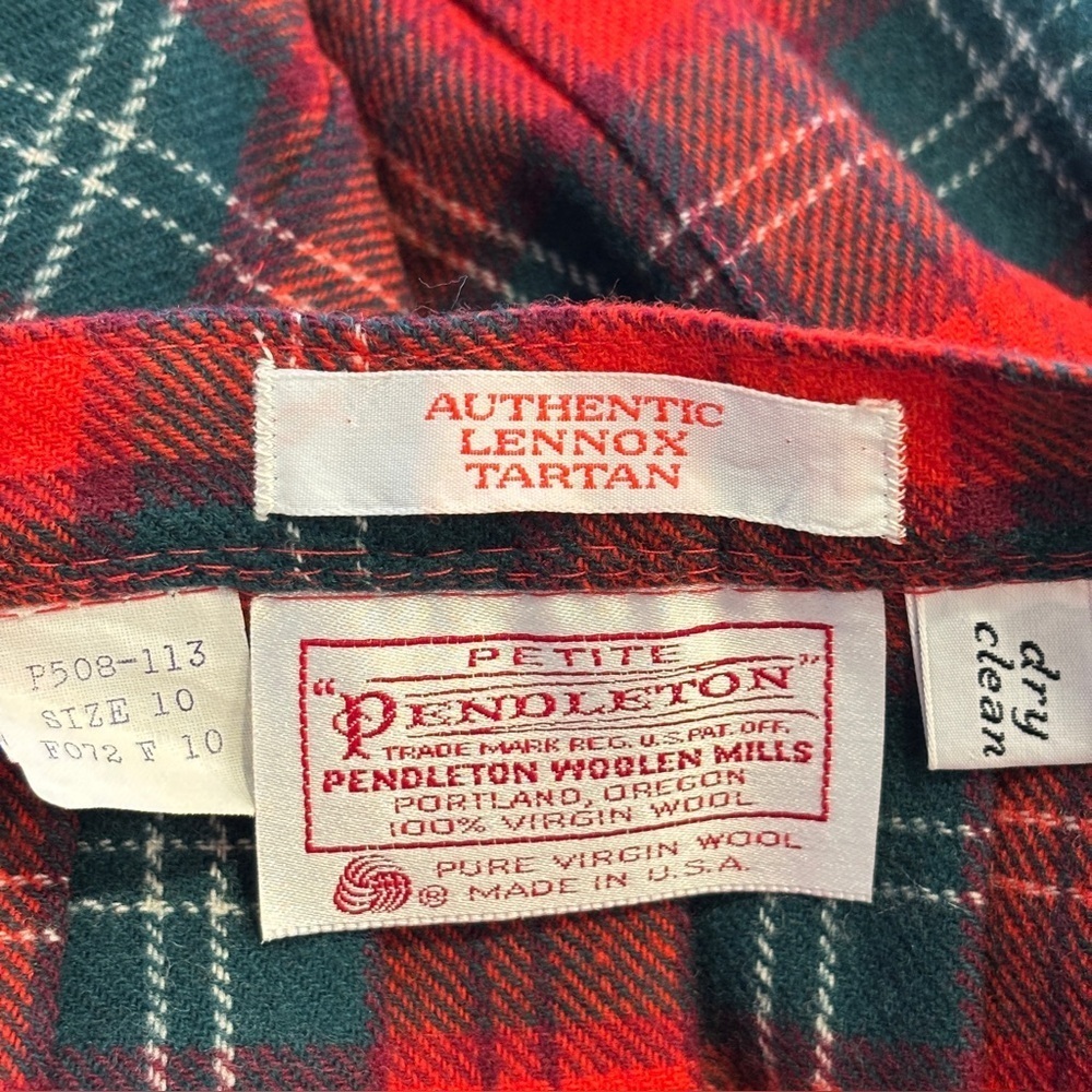 VTG Pendleton Tartan Plaid Skirt Pure Wool Pleated Long Made in USA 10 Petite - Picture 4 of 16